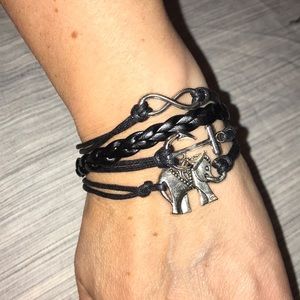 Jean Claude Multi-Charm Genuine Leather Bracelet